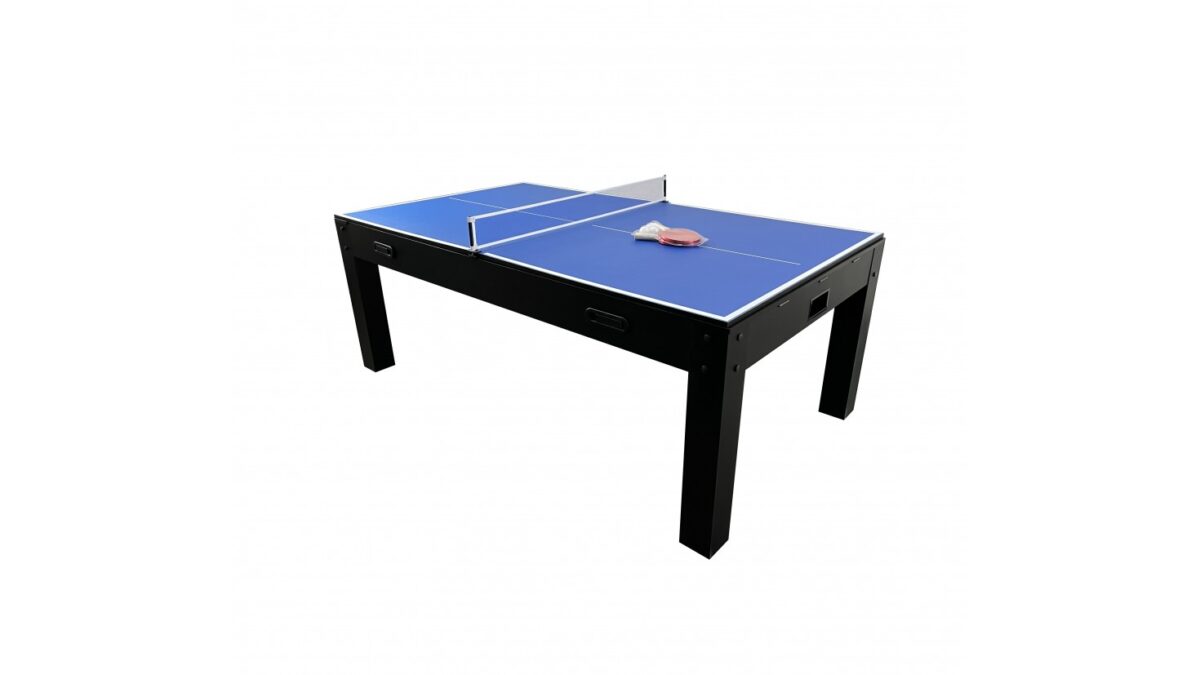 Table à Manger 7ft Multijeux 3-en-1: Billard, Air Hockey et Ping Pong Noir - Transformable pour Repas Conviviaux – Image 12