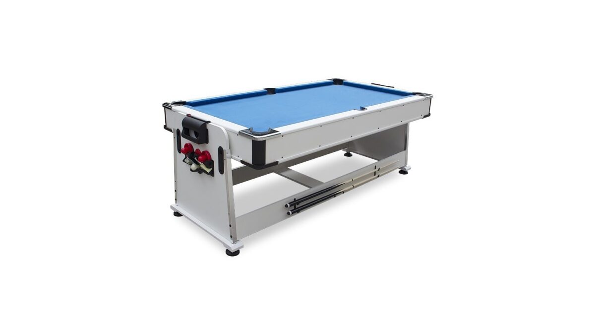TABLE MULTI JEUX 7FT BILLARD AIR HOCKEY PING PONG BLANC – Image 2