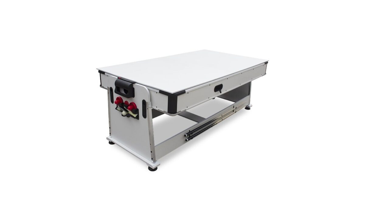 TABLE MULTI JEUX 7FT BILLARD AIR HOCKEY PING PONG BLANC – Image 14