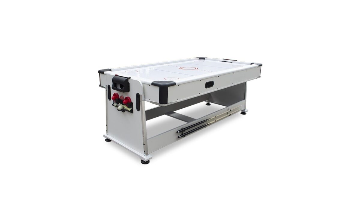 TABLE MULTI JEUX 7FT BILLARD AIR HOCKEY PING PONG BLANC – Image 5