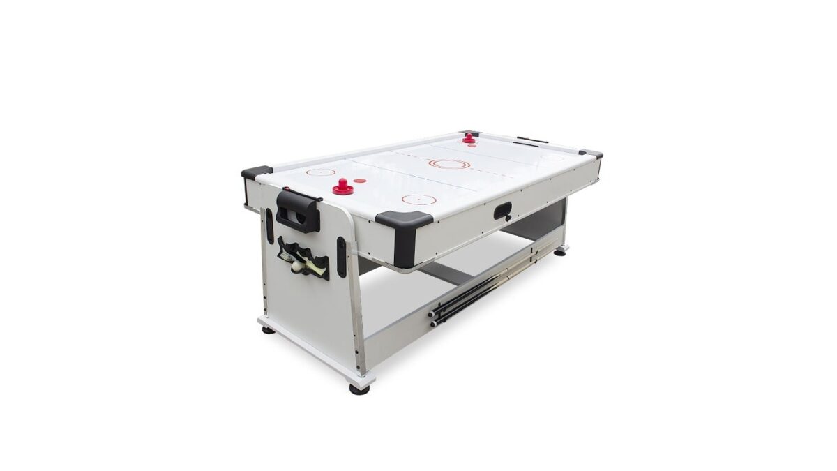 TABLE MULTI JEUX 7FT BILLARD AIR HOCKEY PING PONG BLANC – Image 6