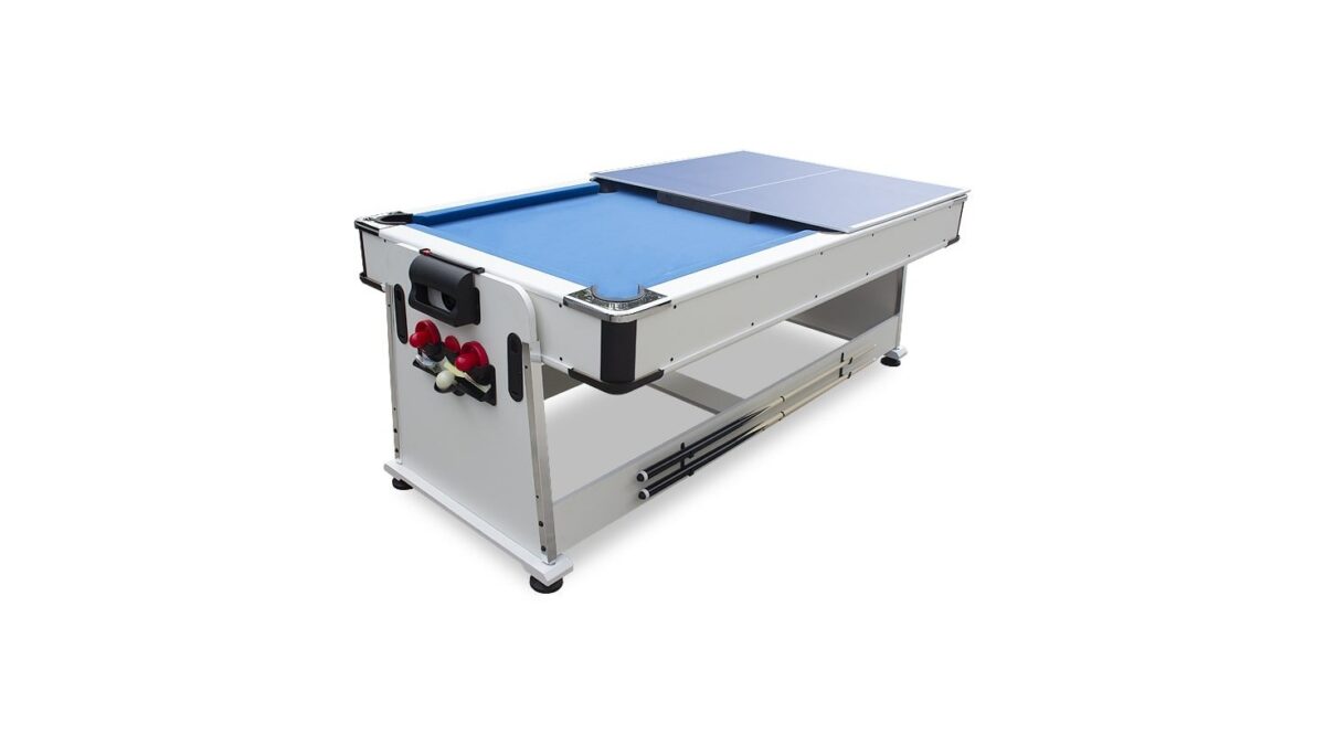 TABLE MULTI JEUX 7FT BILLARD AIR HOCKEY PING PONG BLANC – Image 17