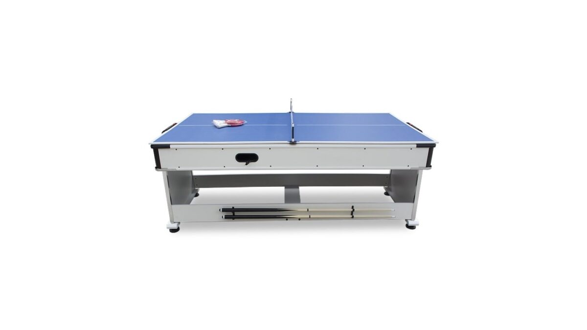 TABLE MULTI JEUX 7FT BILLARD AIR HOCKEY PING PONG BLANC – Image 16